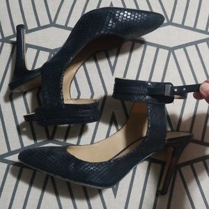 Ann Taylor Black Snake Print Heels